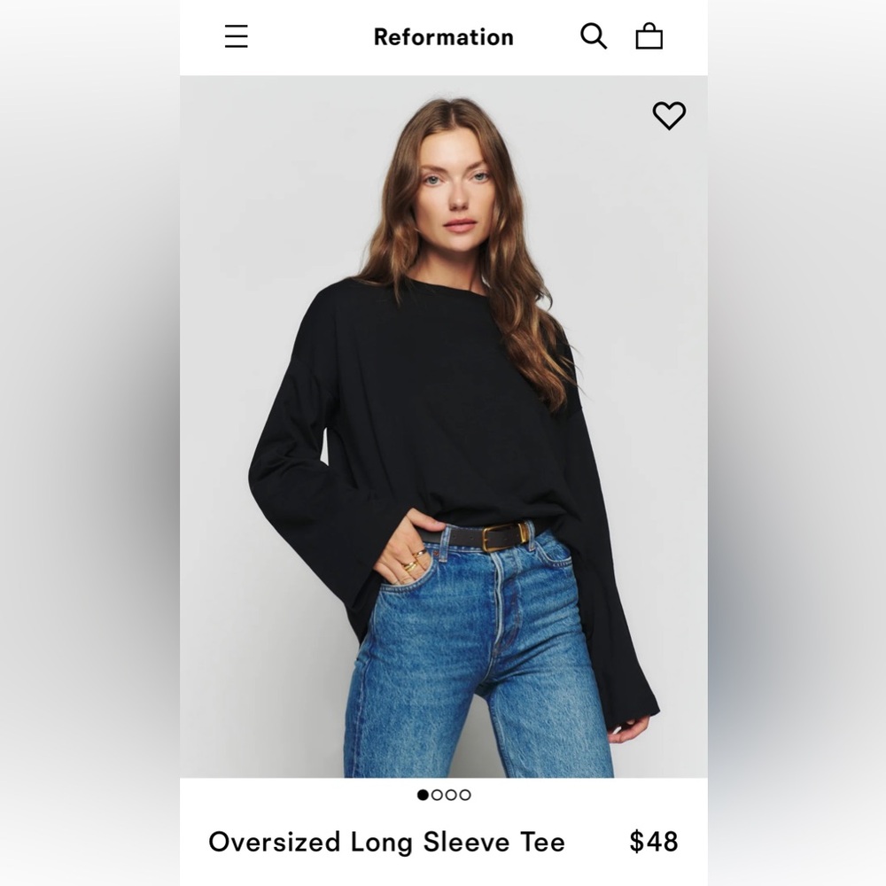 Reformation Oversized Boxy Long Sleeve Shirt w/ Wide Sleeves